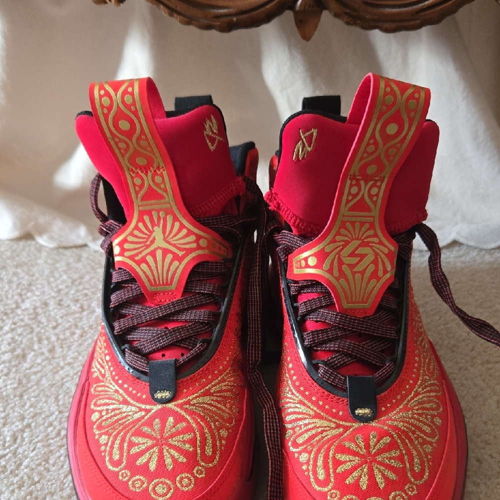 Red and Gold Athletic Shoes